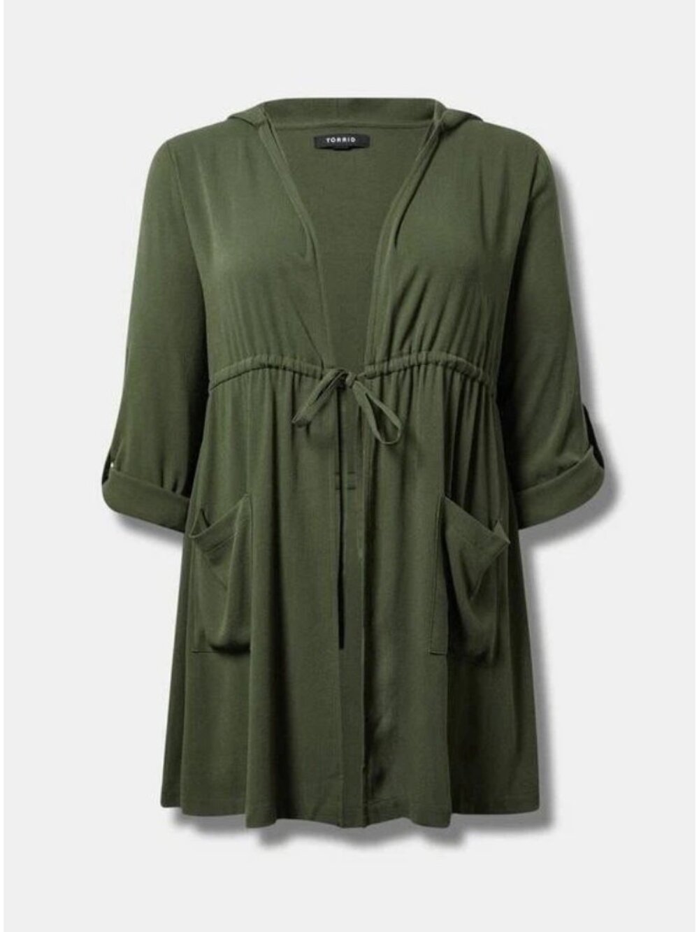 Torrid Washable Gauze Hooded Kimono Drawstring Waist